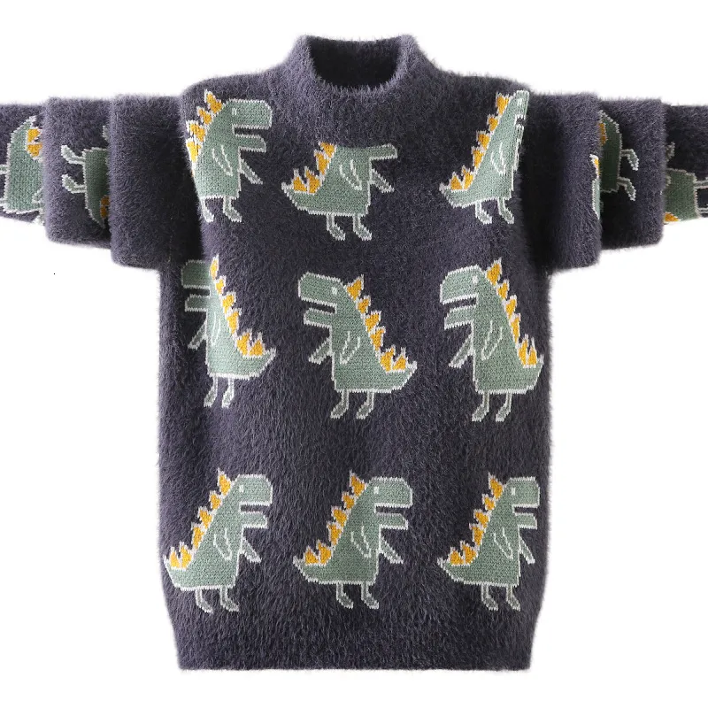 Pullover anlände vinter barn tröja pojke kläder barn baby dinosauri mjuk tjock stickad fleece grossist 3 15 år 230830