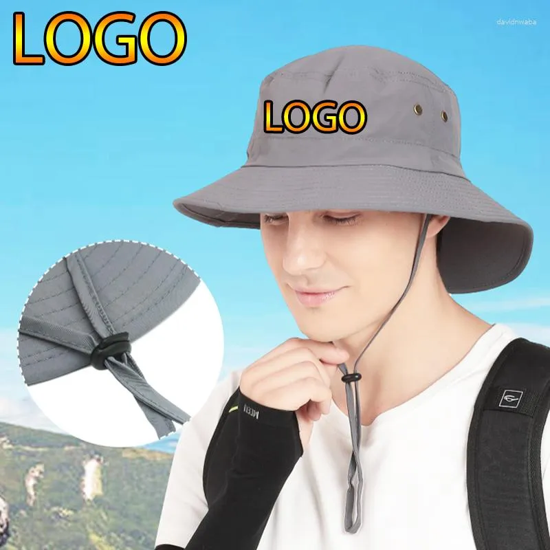 Берец печатный логотип мужчина рыбалка на открытом воздухе для женщин широкая шляпа ковша летняя защита от ультрафиолета крышка спортивных пешеходных кеп