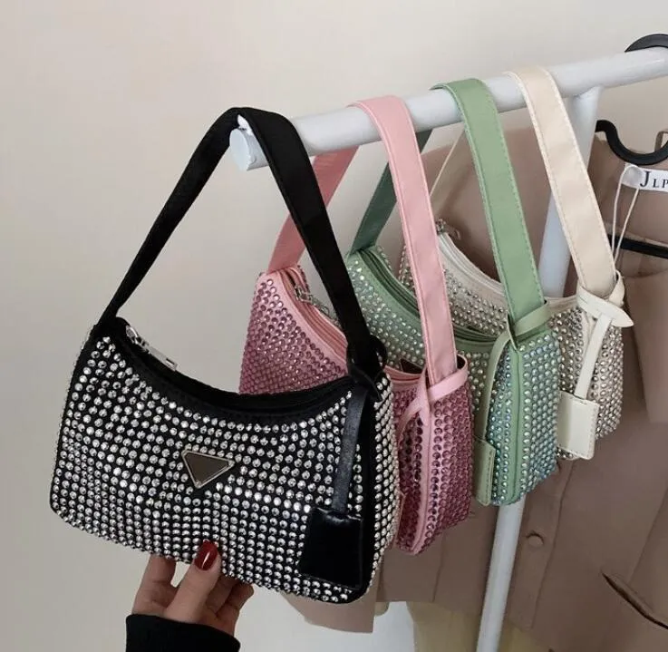 3 Piece High Quality Full Diamond S Re Edition Triangle Bags Designers Handbags Hobo Purses Handbag Crossbody Shoulder Shiny Totes Crystal Rhinestones Bag