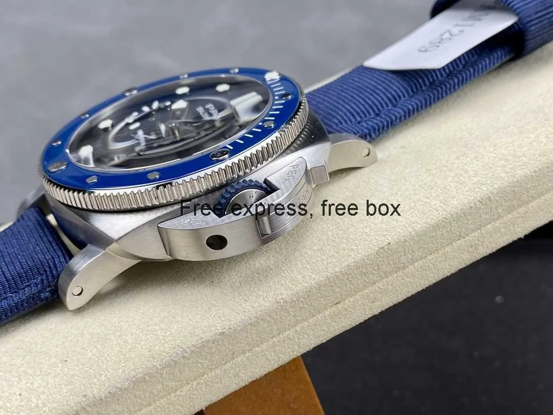 aaaaa vspaneraquarraquattro blu profondo pam 1289 Swiss自動ムーブメントサファイアミラーサイズ44mmimported Cowhide