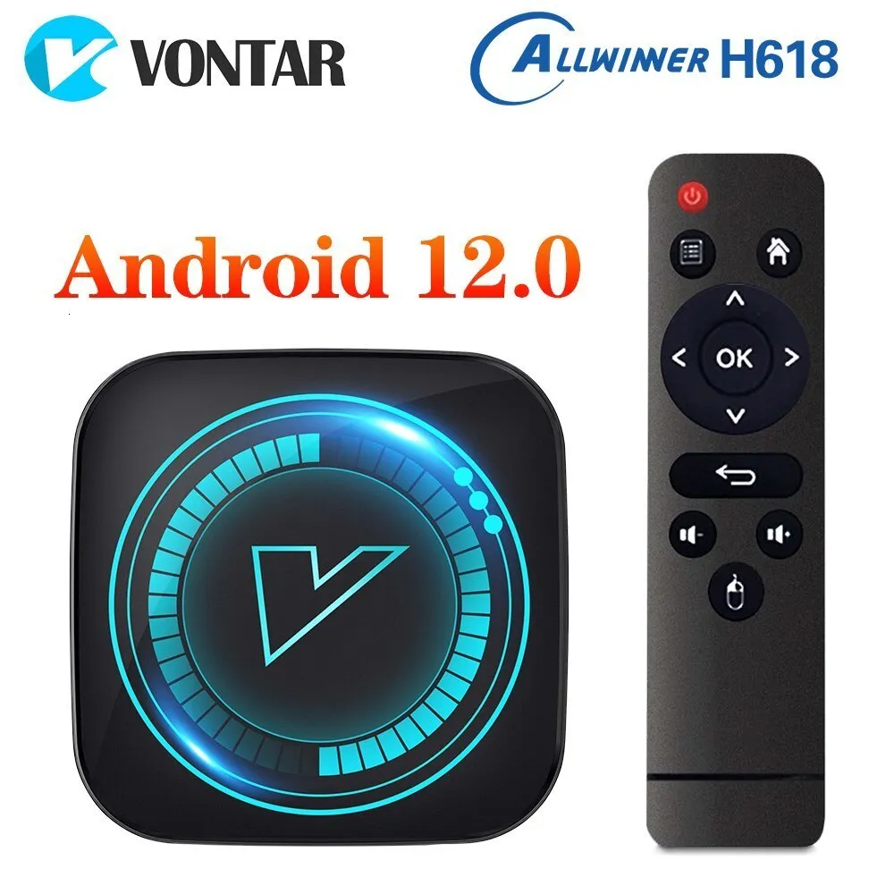 셋톱 박스 Vontar H618 Android 12 TV Box Allwinner H618 Quad Core Cortex A53 지원 8K 비디오 BT WIFI Google 음성 미디어 플레이어 세트 상단 상자 230831