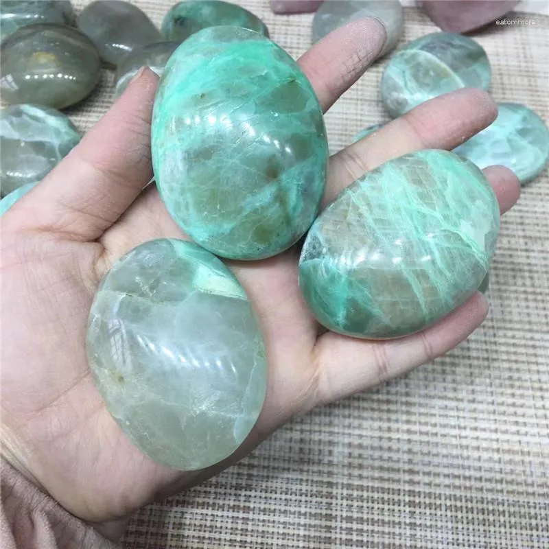 Takı Torbaları Toptan Doğal Yeşil Moonlight Moon Stone Palmiye Pileşim El Masaj Süsleri 500g oynuyor