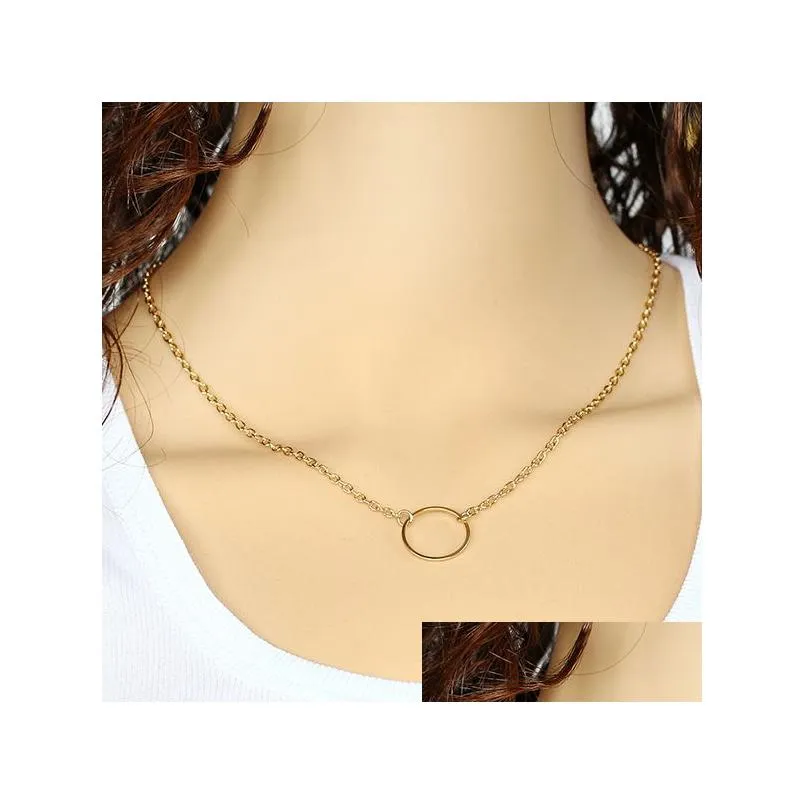 Collane con ciondolo The Bohemia Circle Unico affascinante Bar Lariat Collana Donna Regalo Sier Catena placcata oro Gioielli con consegna a goccia lunga Dhnhh