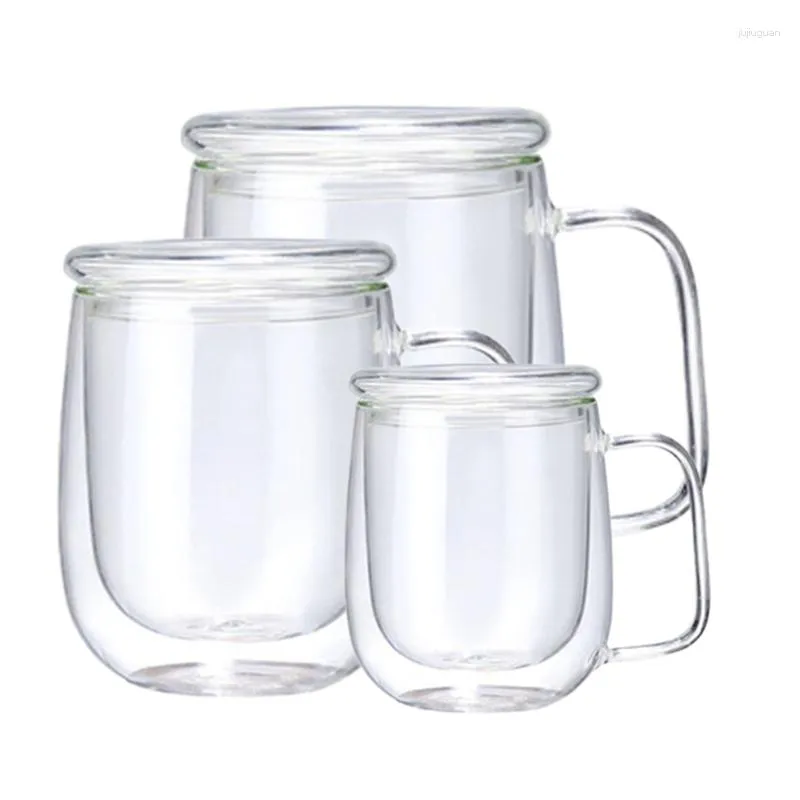 Tumblers 3 Pcs Of Tea Cup 250-450ML Double-Layer Beer Coffee Handmade Cold Drink Transparent Drinking Set