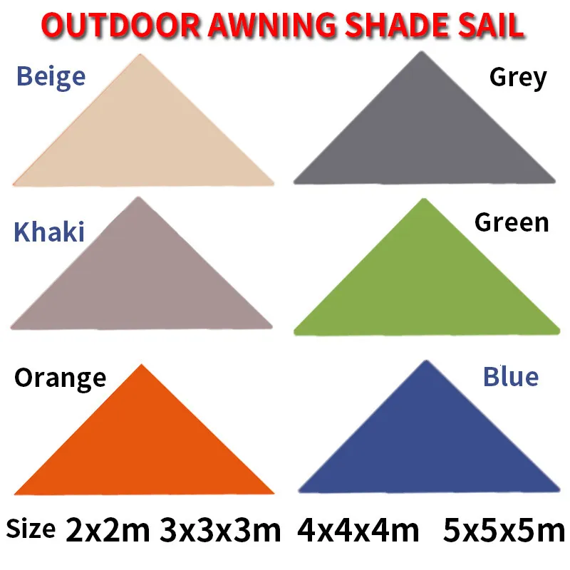 Tents and Shelters Waterproof Triangular Shade Sail Canopy Outdoor Garden Patio Swimming Pool Sun Shelter Sunscreen Anti-UV Multiple Colors 230830