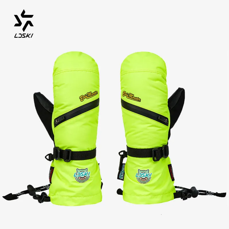 スキーグローブLdski Children Boys Thermal Girls Winter Breseable Waterproof Nonslip Slip Snowboard Snowling Cycling Kids Leather Mittens 230830