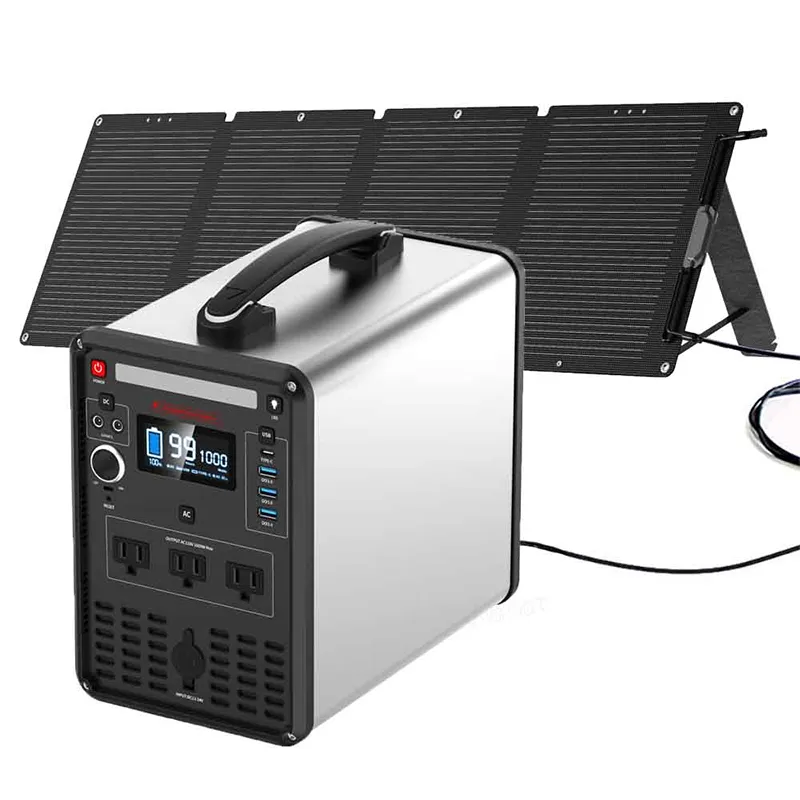 Un générateur solaire tout-en-un 12V 1000W 896wh, avec prise USB 110V 220V AC, charge DC, secours d'urgence à domicile