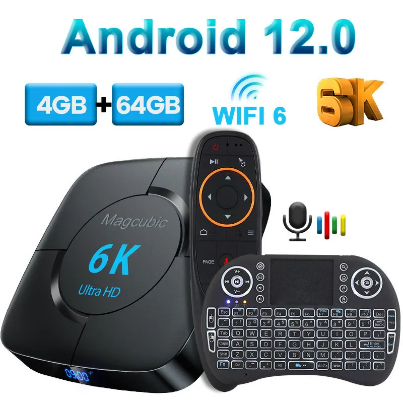 Set Top Box Magcubic Android 12.0 TV Box Voice Assistant 6K 3D Wifi6 2.4G  5.8G 4GB RAM 32G 64G Media Player Very Fast Box Top Box 230831 From Ping04,  $23.4