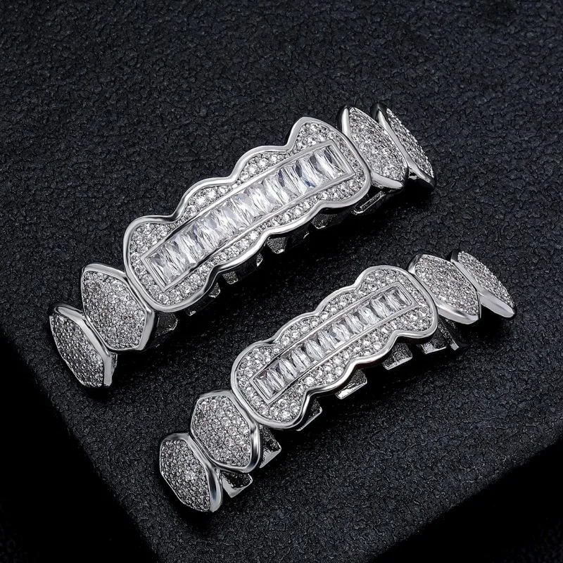 Nouvelle baguette charmante dents Grillz haut bas ensemble or argent couleur grilles dentaire Hip hop mode bijoux pour hommes