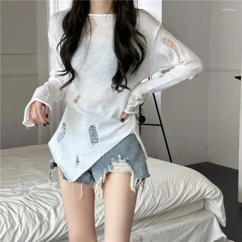 Suéteres femininos Harajuku Steet estilo gótico camiseta mulheres moda sexy grunge suéter para y2k menina casual roupas soltas tops senhoras elegantes