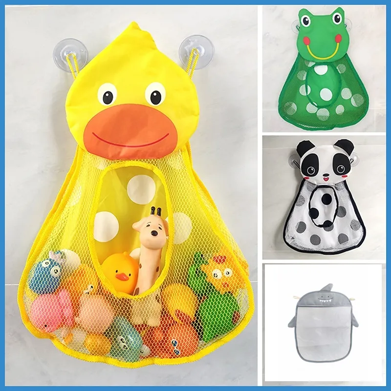 Baby Bath Toys Cute Duck Frog Mesh Net Toy Storage Bag Strong Suction
