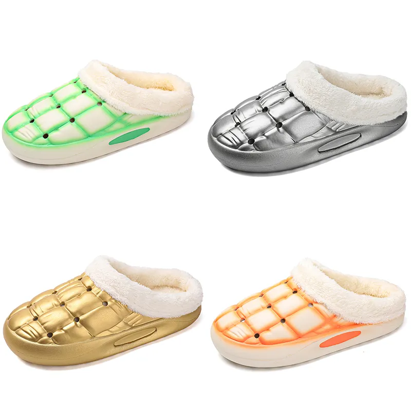 GAI GAI GAI 2023 Fleece Thickened Warm Home Cotton Slippers Men Woman Golden Sier Green Black Orange Fashion Trend Couple Color 5