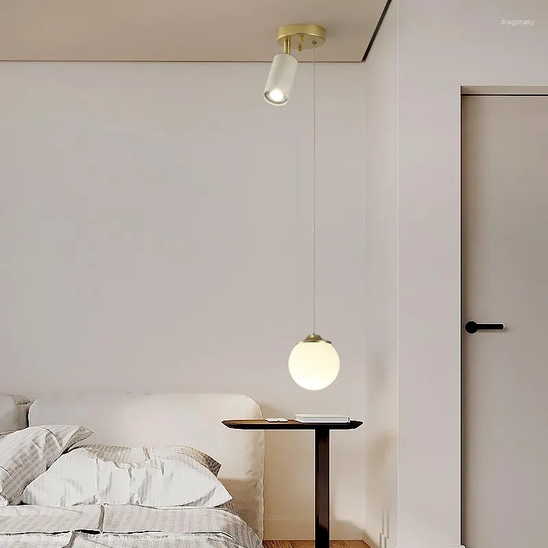 Lâmpadas pendentes (lâmpada led grátis) luz nórdica natureza branca lâmpada pendurada e27 teto de vidro para quarto / sala de estar / sala de jantar