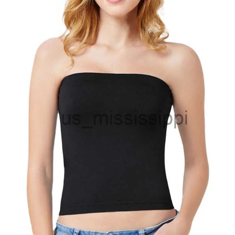 Otros artículos de belleza para la salud Mujeres sin tirantes Boob Tube Top Bandeau Bra Cover Ropa interior sólida Camisetas sin mangas Damas Slim Elástico Intimates Negro Color blanco x0831 x0901