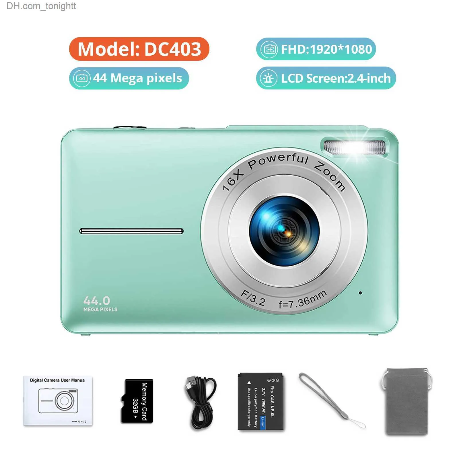 Camcorders 2,4 inch HD 1080P digitale kindercamera Oplaadbare camera's met 16x zoom Compact 44MP voor jongen meisjes cadeau Q230831