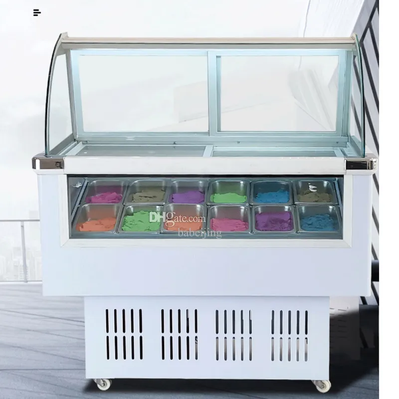 Glass Showcase Commercial Popsicle Display Cabinet med konkurrenskraftigt pris 6 Barrel 10 Tank Glasslagringsmaskin