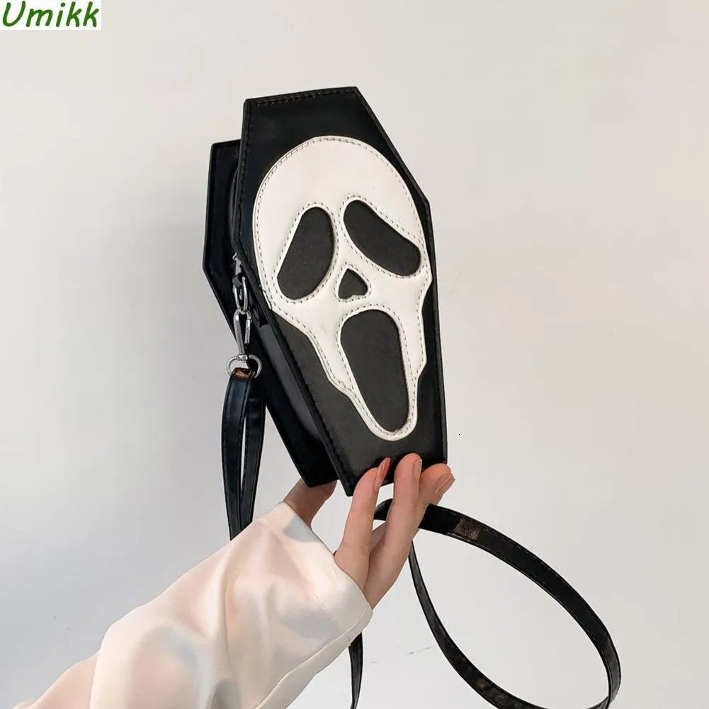 Sacs de soirée Femmes Sacs à bandoulière drôles Gothique PU Cuir Épaule Sac à bandoulière Halloween Cercueil Sac pour femme Designer Sacs à main pour téléphone portable 230830