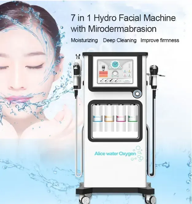 Máquina facial de jato de oxigênio Hydra multifuncional 7 em 1 Máquina de beleza a jato de oxigênio de água para limpeza profunda da pele Máquina de spa de clareamento e aperto de pele facial