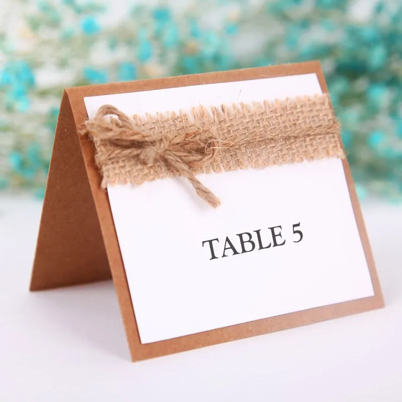 Retro Table Name Place Cards Linen Lace Wedding Party Favor DecorBirthday Party Centerpieces Accessories Baby Shower ZZ