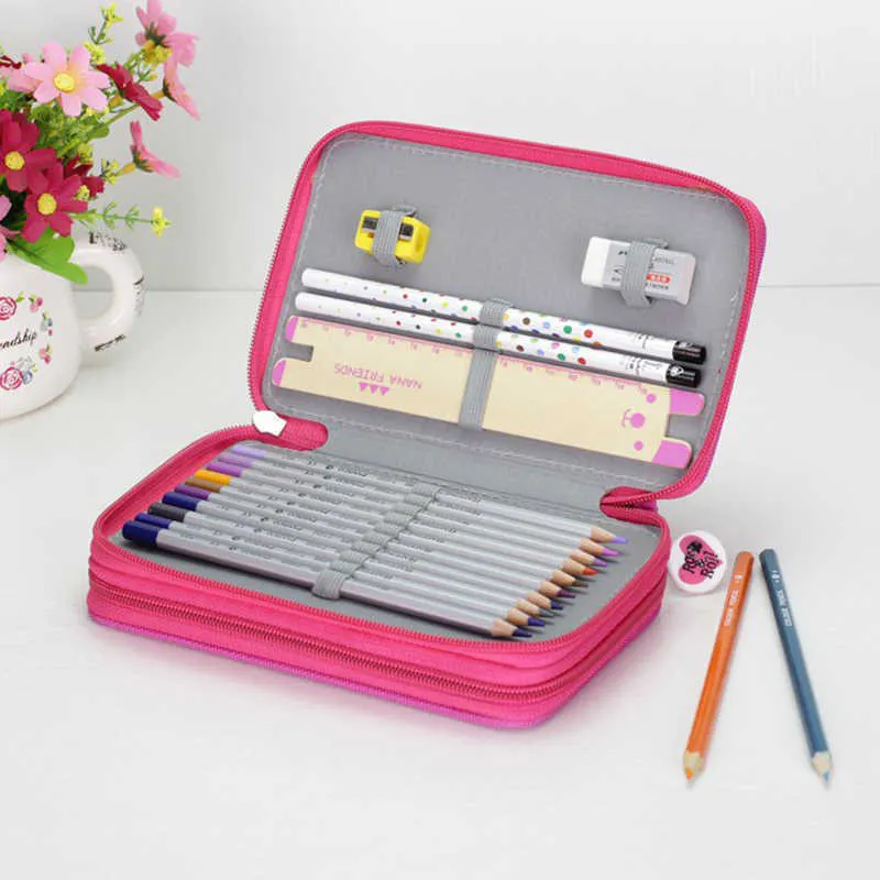 Learning Toys 36/48/72 Holes Pencil Case for Drawing Painting Art Marker Pens Multifunction Large Capacity School Stationery Bag Pouch Supply