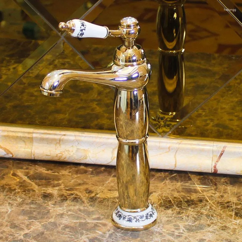 Bathroom Sink Faucets Copper Faucet Single Hole Basin European Style And Cold Water Archaistic Table Golden