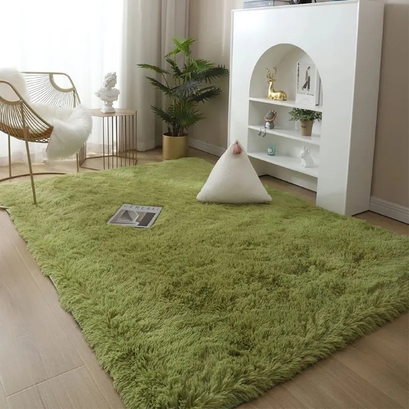 Carpets Green Carpet Tie Dyeing Plush Soft Carpets For Living Room Bedroom Anti-slip Floor Mats Bedroom Water Absorption Carpet Rugs 230830
