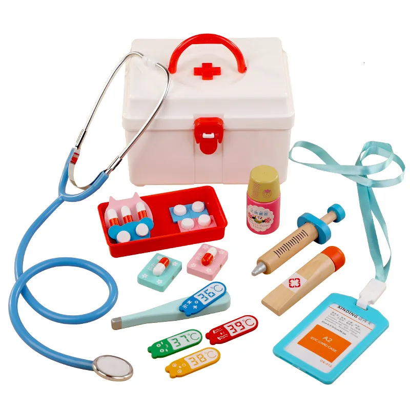 도구 워크숍 13pcs 퍼즐이 될 의사 장난감 척하는 놀이 의사 세트 간호사 주입 키트 역할 클래식 장난감 시뮬레이션 230830