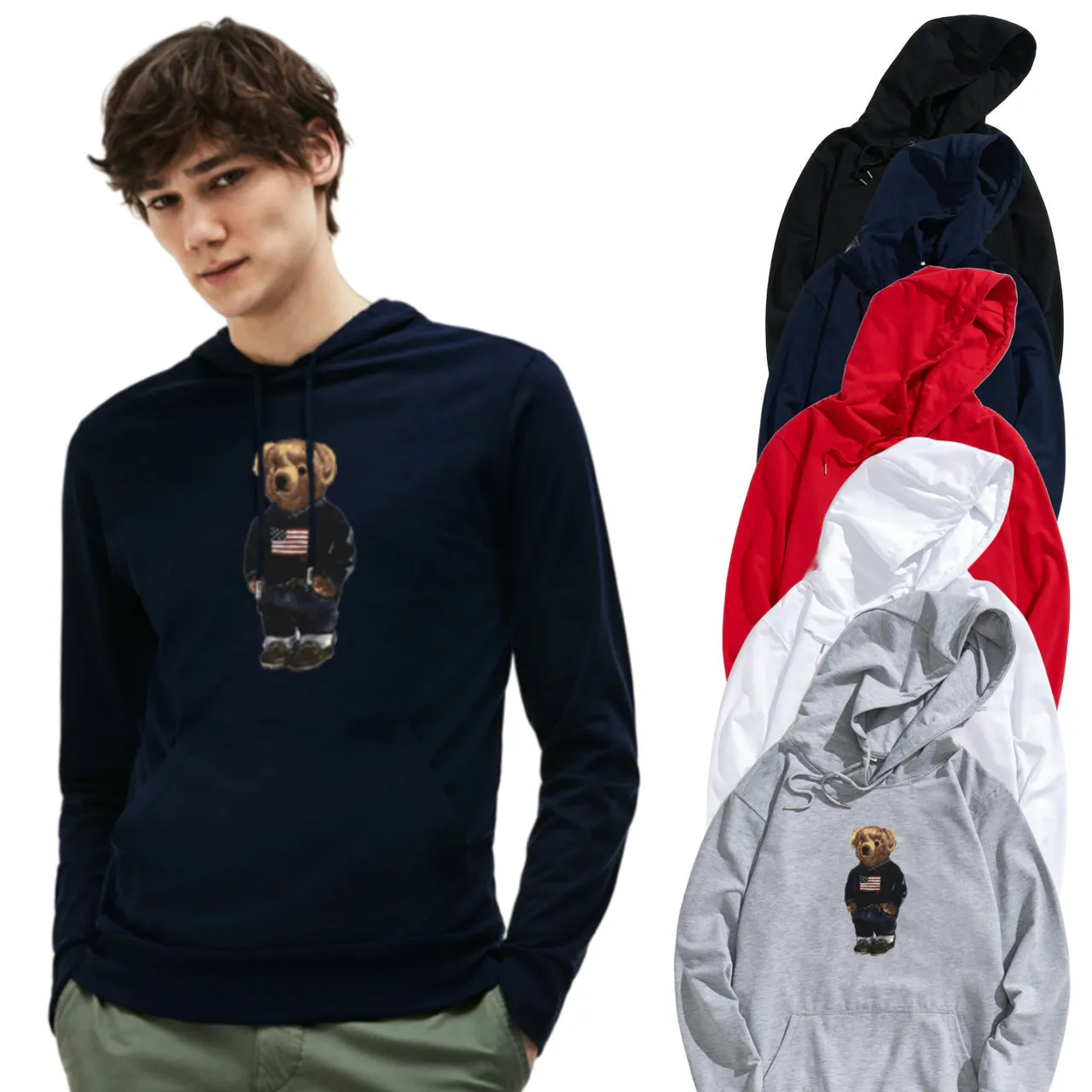 Sweats à capuche pour hommes Sweatshirts Teddy Bear Casual Respirant Confortable Stretch Coton Slim Fit Style Top Mâle Col Rond Taille S-3xl PP677