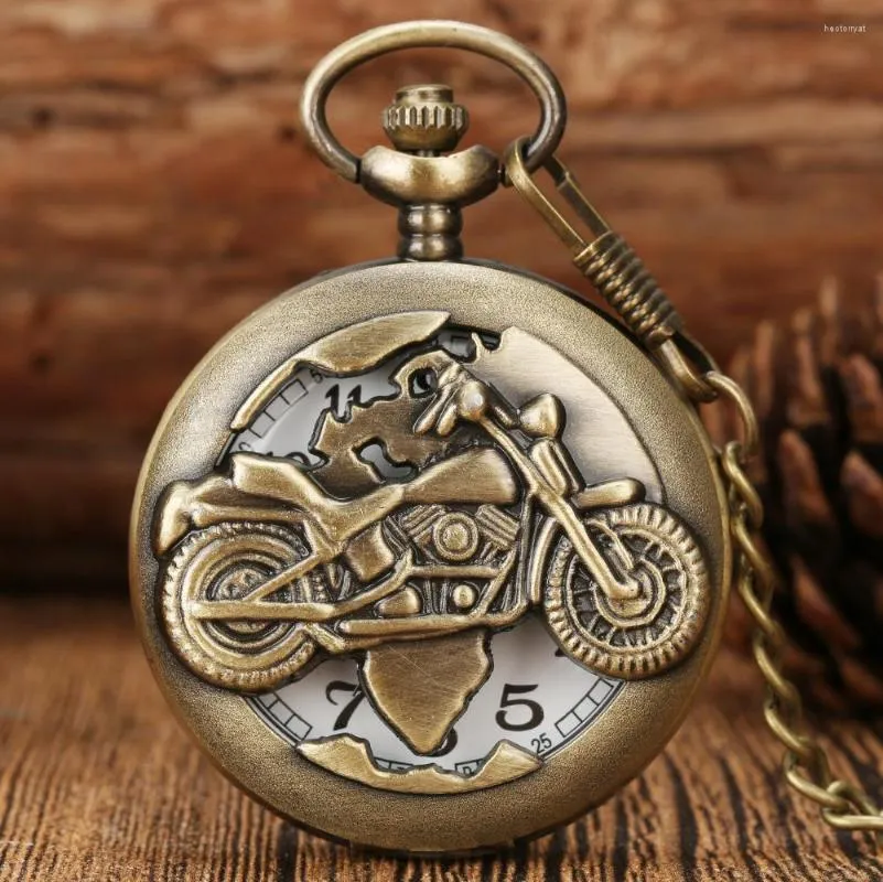 Pocket Watches Punk Cool Vintage Motorcycle Design Men's Watch Quartz Necklace Pendant Clock Steampunk Male Antique Timepiece