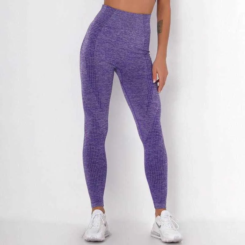 High Waist Seamless Smiley Cotton Spandex Yoga Pants For Women