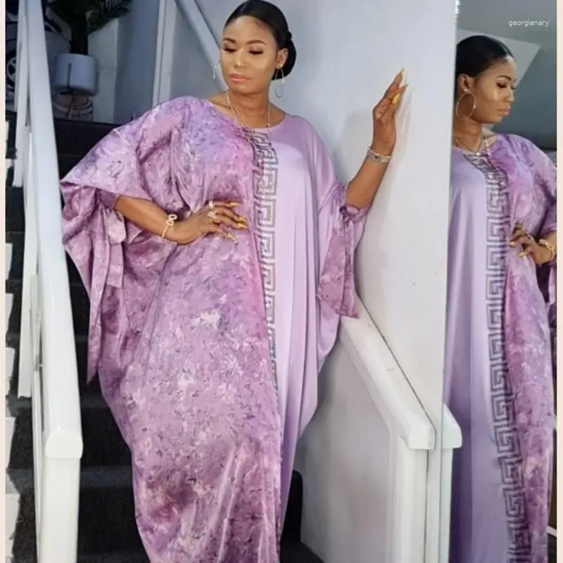 Casual Dresses African Woman Printing Dress Rayon Fabric Fix Rhinestone Ornament Elegant Fashion Plus Size Robe
