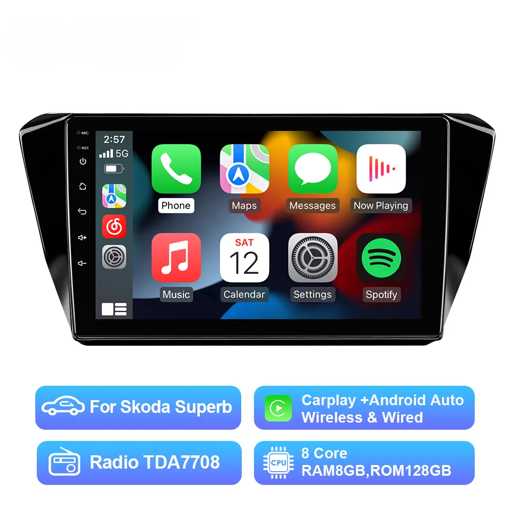 2 Din Autoradio für Skoda Superb 2015-2019 Radio Android Multimedia Player GPS Navigation System Head Unit Autoradio Carplay