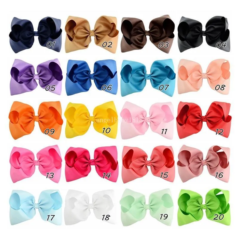 8 inch Solid Color Grosgrain Ribbon Bows Hair Clips Cute Girls Large Handmade Hairpins Barrettes Kids Hair Accessories