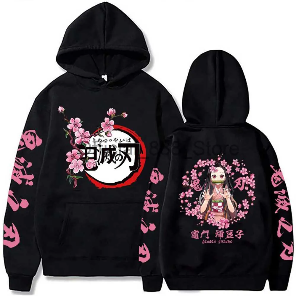 Anime Sweats à capuche pour hommes Demon Slayer Graphic Print Sweat à capuche Tanjiro Kamado Femmes Streetwear Pulls Vêtements à capuche Top x0831ROQW