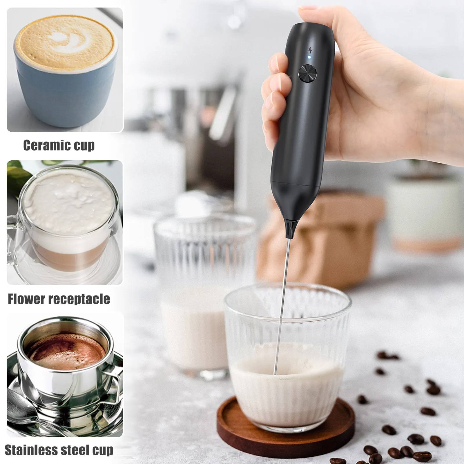 Egg Tools Handheld Milk Frother Electric Coffee Frother 500mAh USB