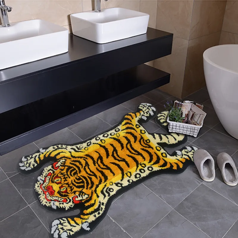 3D Tufted Tiger Rug Soft Plush Non Slip Bath Mat, 100