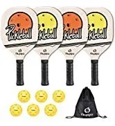 niupipo Pickleball Paddles, Pickleball Set with Balls and 1 Carry Bag, 7-ply Basswood Wood Pickle...