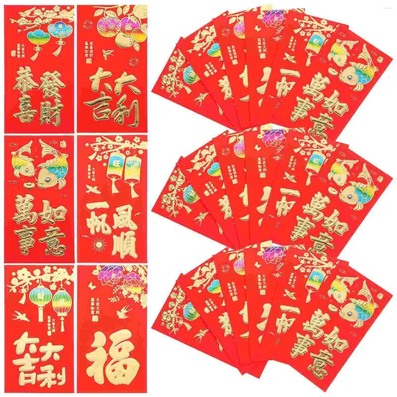 Cadeau cadeau 30 pcs longue enveloppe rouge sac année poche style chinois argent délicat hong bao