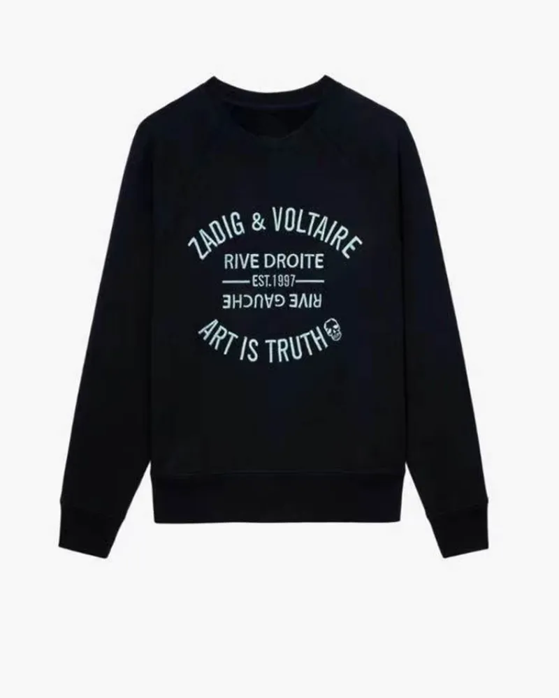 Projektant Zadig Voltaire Kobiety Bluier Pullover Klasyczny list z drukiem okrągły damskie bluza moda