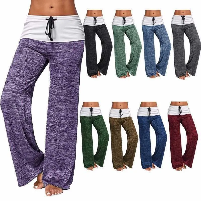 High Waist Patchwork Boot Cut Loose Leggings For Women 2021 Fitness Plus  Size Lounge Trousers With Wide Leg And Lace Up Design Style X0831 From  Vip_official_001, $7.26