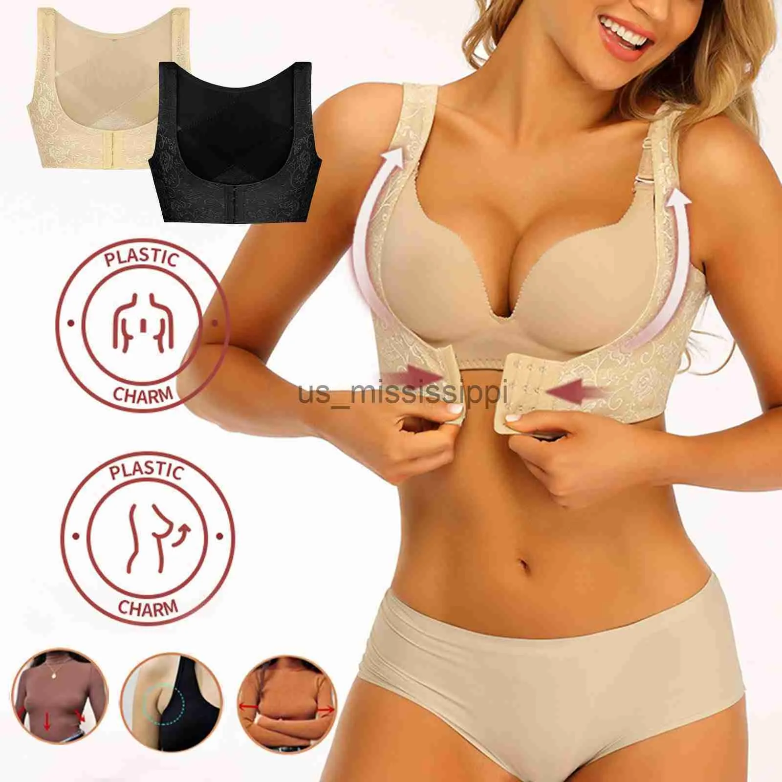 Borstkussentje Kant Borststeun Mouwloos Tops Rugsteun Borst omhoog Shapewear Kriskras Vest Compressie Kerstpasteitjes met bellen x0831