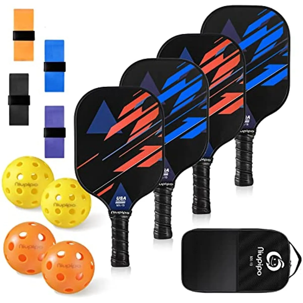 Squash rackets niupipo pickleball paddlar lätta pickleball racketer m/glasfiber yta pickleball set med 4 pickleball bollar och 1bag 230831