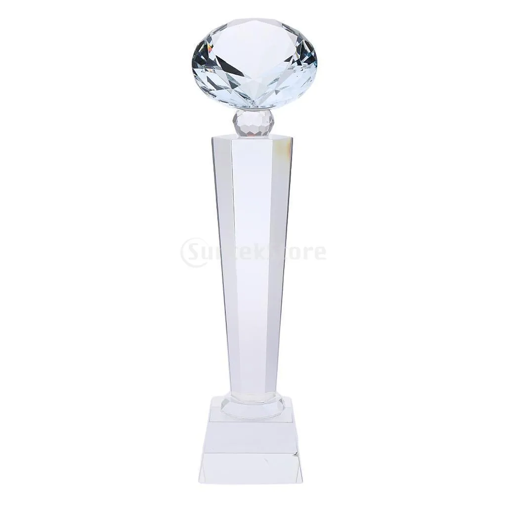  Crystal Quartz 29cm Diamond Tops Trophy Award for Soprts Competition Winner