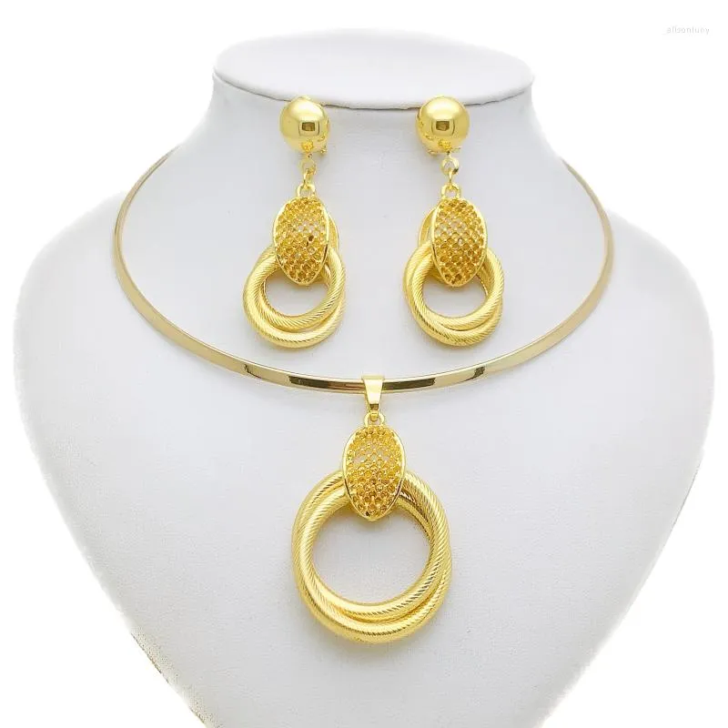 Necklace Earrings Set Kingdom Ma Dubai Fashion Gold Color Jewellery Sets For Women Long Exaggerated Wedding Jewelry Party