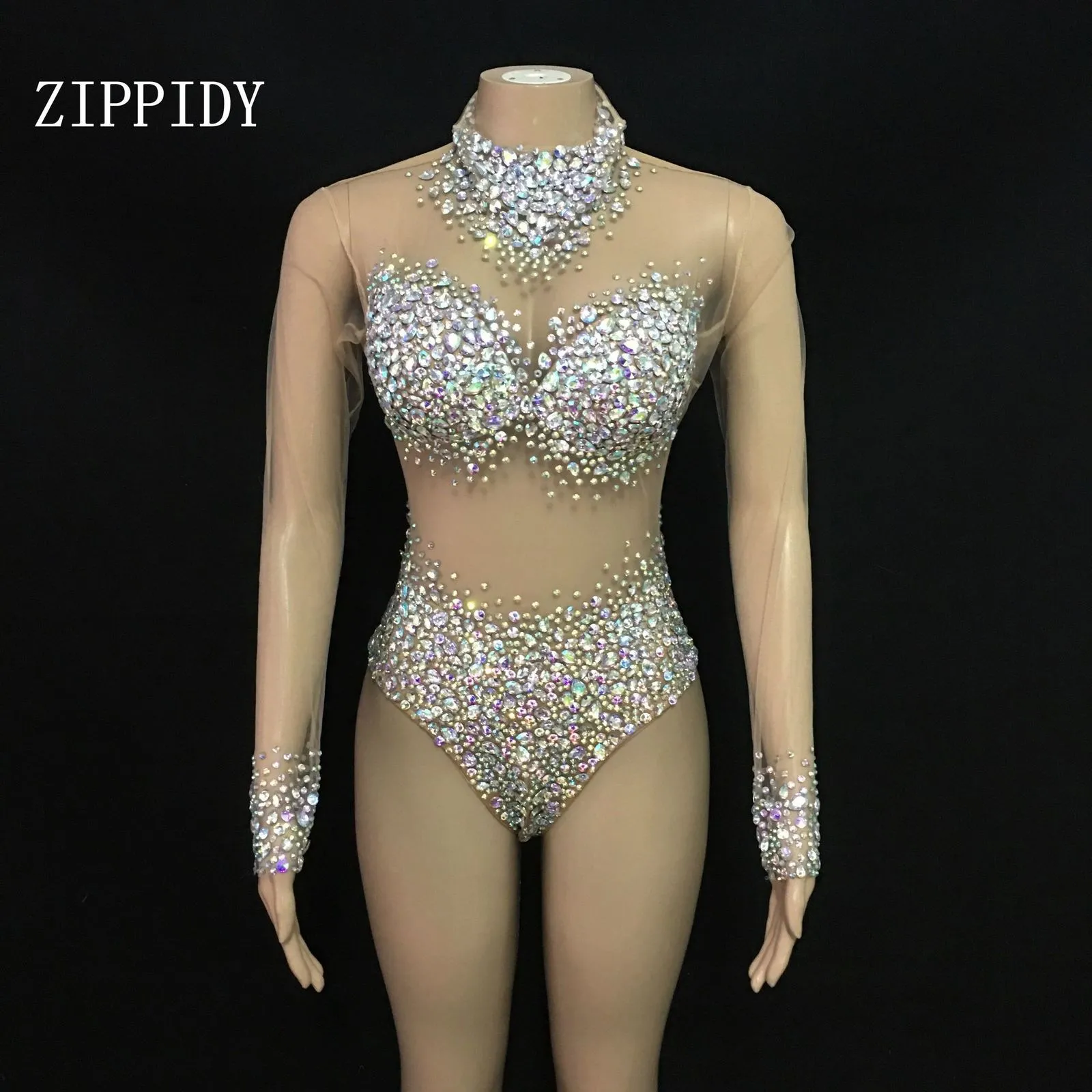 Women's Jumpsuits Rompers Sexy AB s Mesh Bodysuit Birthday Celebrate Wear Female Singer Show Evening Prom Party Stage 230830