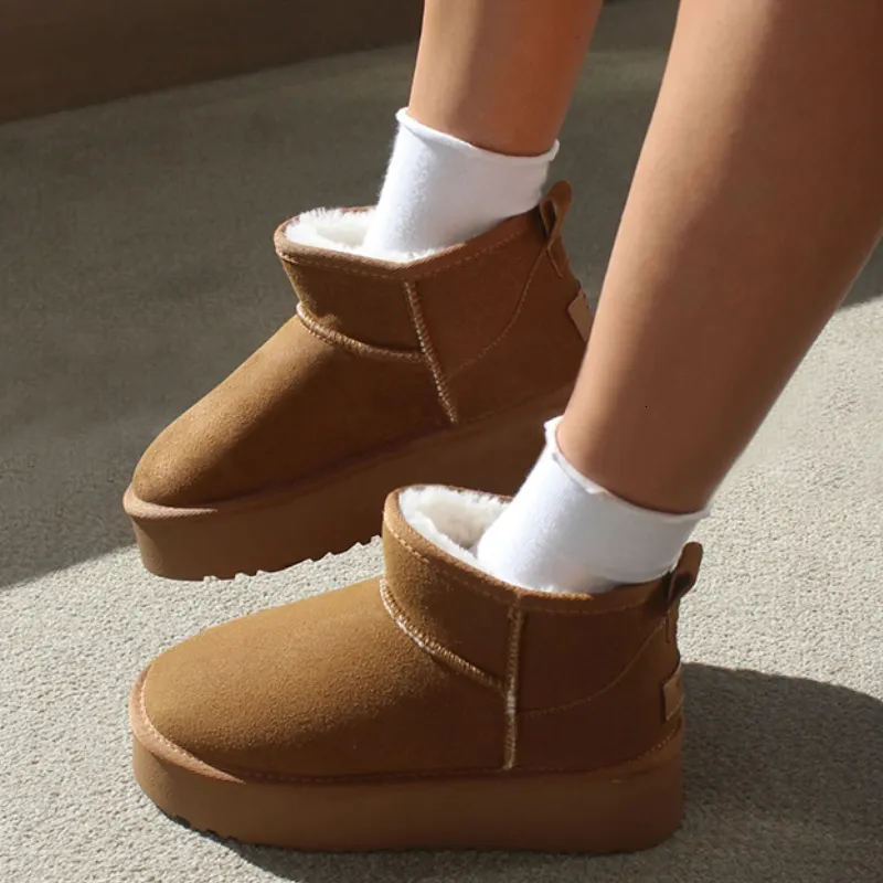 Boots Ankle Flats Platform Women Snow Boots Suede Plush Warm Casual Shoes Winter Thick Goth Fashion Shoes Chelsea Women Boots 230830 From 14 DHgate