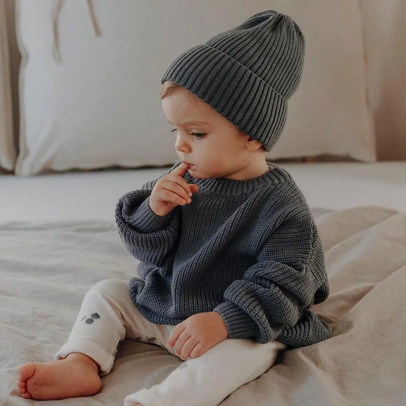DHgate Kids Sweaters Autumn Winter 2024 Boys Girls Long Sleeve Knit Pure Color Pullover Sweater Baby Kids Clothes Baby Kids Maternity