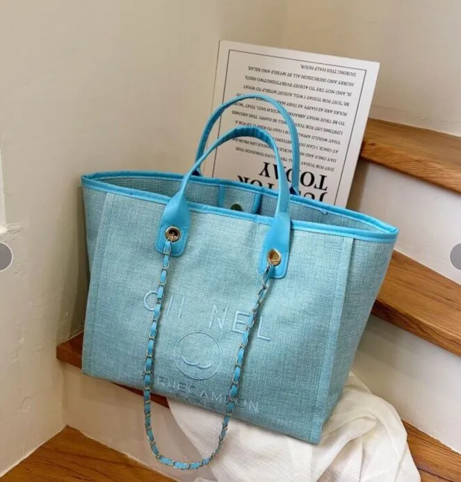 Borse da spiaggia ricamate di lusso di marca di moda Borse da sera in tela da donna firmate Ch Borsa da donna classica di grande capacità per lo shopping femminile classica 5 colori