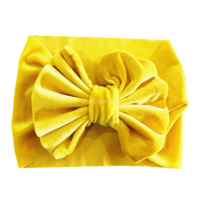 New Golden Velvet Baby Headband Turban Big Bowknot Baby Girl Headbands For Newborn Bow Hair Band Children Kids Head Wrap Hair Accessories