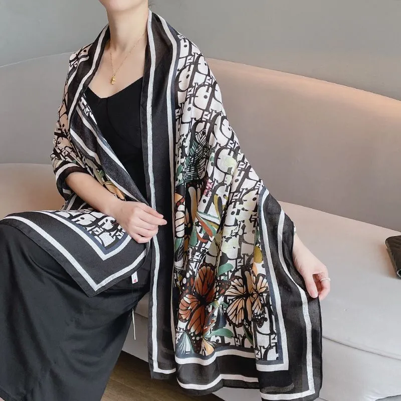 High quality silk scarf fashion print pattern ladies collar 180*90cm designer scarfs Women Outdoor Beach Shawl Silk 780M